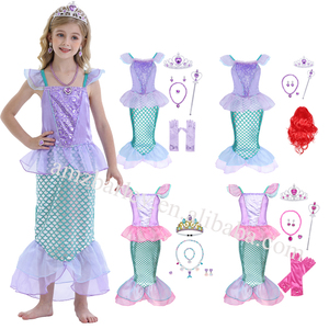 Robe de princesse sirène en dentelle pour filles, Costumes de films <span class=keywords><strong>et</strong></span> de télévision, robes de carnaval d'halloween pour enfants, robes de princesse <span class=keywords><strong>Ariel</strong></span> - Product Image 1