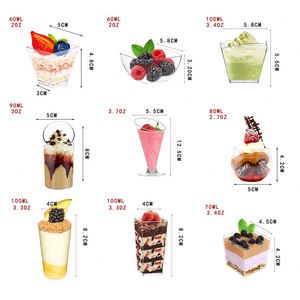 Vasos de Plástico Desechables de Pared Simple y Ecológicos de 2oz, 3oz, 4oz y 5oz para Yogur, Pudín, Pastel, Tiramisú y Mousse - Product Image 1
