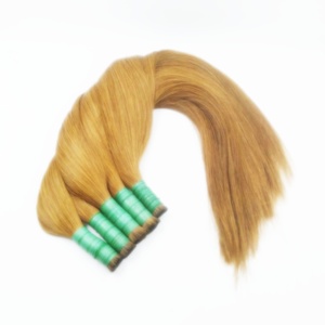 Venta al por mayor de fábrica, cabello Remy a granel alineado con cutícula, 100% extensiones de cabello humano virgen Natural, pelucas preadheridas trenzadas de cabello ruso - Product Image 1