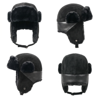 Chapeau d'hiver chaud en similicuir avec cache-oreilles en fourrure, coupe-vent, style aviateur, avec sangle sous le menton, pour le ski, la neige et les activités de plein air pour hommes