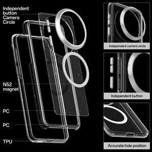 Soonleader Charge sans fil Magnétique Mobile Cas Glitter Transparent De Luxe Mode Femmes Téléphone Cas pour <span class=keywords><strong>Huawei</strong></span> Mate 70 - Product Image 5