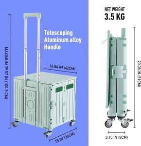 Folding Steel Platform <b>Mini</b> Portable 8-Wheeled Shopping Cart with Durable Waterproof Design for Camping & Beach Use - Product Image 3