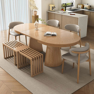 Tavolo da Pranzo Allungabile Ovale <span class=keywords><strong>in</strong></span> <span class=keywords><strong>Legno</strong></span> Massello Elegante per Casa e Hotel - Prezzo all'Ingrosso di <span class=keywords><strong>Fabbrica</strong></span> - Product Image 3