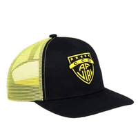 Fabricante al por mayor de alta calidad gorra de red deportiva estructurada negro amarillo malla camionetas sombreros de conductor con bordado personalizado