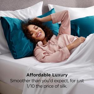 Funda de Almohada Rectangular de Satén Suave y Sedoso de Color Sólido con Antifaz para Dormir, Juego de 2 Piezas, Personalizable para el Cuidado del Cabello y la Piel - Product Image 5