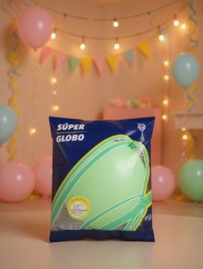 Palloncino in lattice rotondo Super Globo verde pastello da 10 pollici per feste di compleanno per bambini, usa e getta - Product Image 2