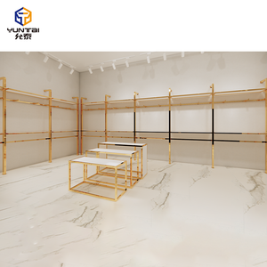 رف ملابس لمتجر بوتيك، طاولة تخزين ذهبية قائمة بذاتها، رف ملابس مثبت على الحائط، طاولة عرض متداخلة - Product Image 6