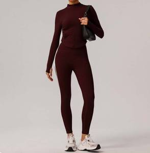 2025 Hot Sale Breathable Seamless Contrast Color Women Yoga Wear Contour Custom Gym <strong>Crop</strong> Vest High Waist Yoga Pants <strong>Leggings</strong> - Product Image 3