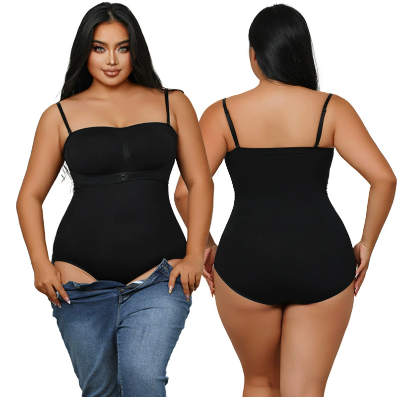 Tummy-Control Shapewear Bodysuit (Z333227): waistband, closure and adjustment-point detail