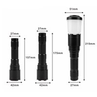 Lampe torche tactique LED P70 rechargeable haute puissance 1900LM à zoom, avec couvercle de lanterne d'ambiance pour le camping