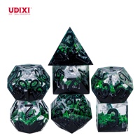 Pour Logo personnalisable Polyhedral RPG Résine 7 pièces Jeu de dés moulés Vert avec bord tranchant pour donjons et dragons adultes