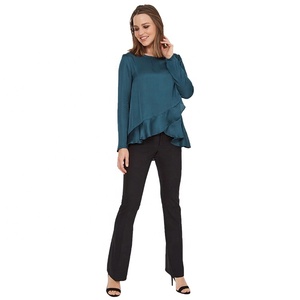 Moda Verde Esmeralda cuello tela suave transpirable mujeres superior de enfermería - Product Image 5