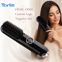 Brosse lissante sans fil Torlin à affichage LED, ionique, antistatique, pour cheveux lisses et sans frisottis, avec technologie MCH