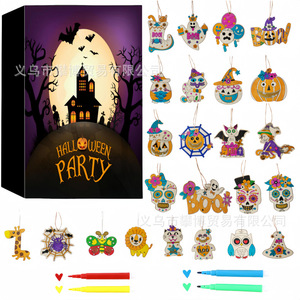 Halloween Wooden Decoration Countdown <b>Box</b> 24 Days Handmade Craft For Youth <b>Party</b> Decorations - Product Image 4