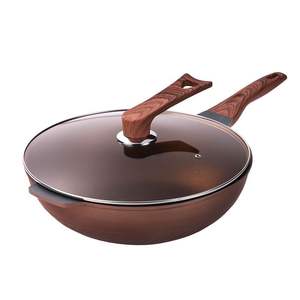 Poêle antiadhésive Romani 32 cm en pierre Maifan, compatible induction, ustensile de cuisson rond avec spatule en bois et éponge - Product Image 4