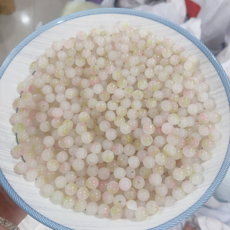 Off-white/Pink/Green [8mm Light-Sensitive Color-Changing Beads]
