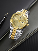 Montre à quartz pour homme en acier inoxydable avec strass de luxe, bracelet unique, montre de mode pour gentlemen, style antique, 20 mm
