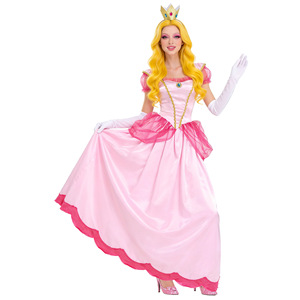 Costume de Cosplay princesse Peach, robe rose et jaune avec gants en forme de couronne pour femmes adultes, ensemble de tenue de spectacle de scène d'halloween - Product Image 2