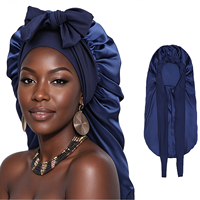 Nouveau bonnet de nuit en satin à long ruban, protection capillaire, couvre-chef avec nœud papillon, chapeau de beauté pour femme, vente en gros