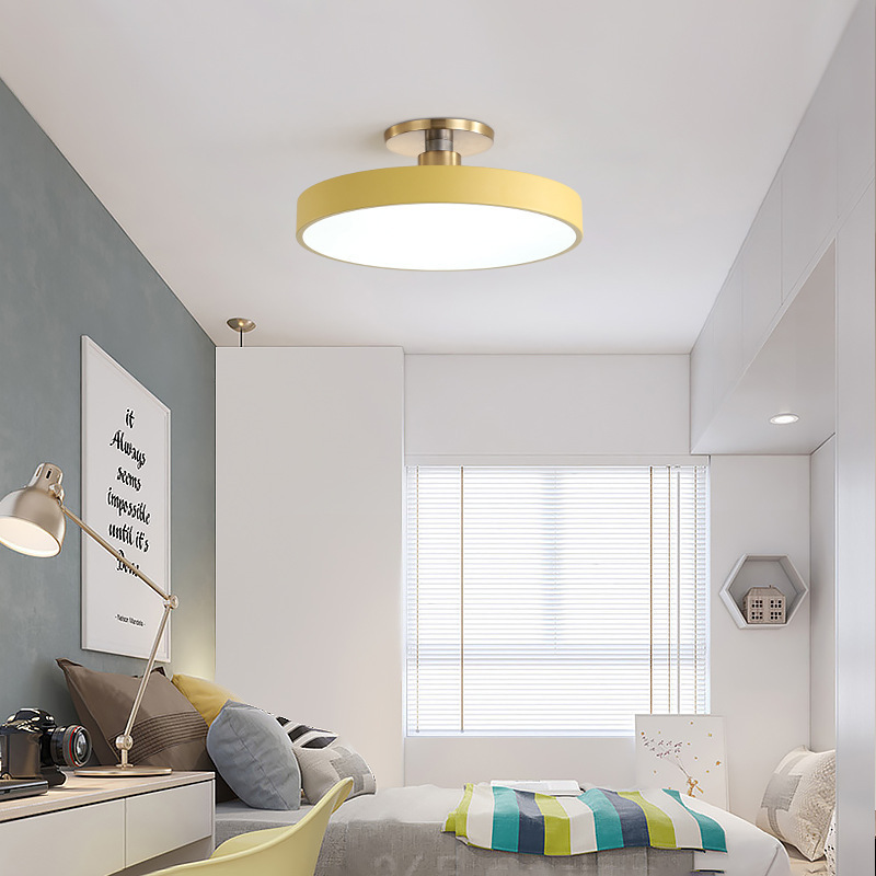 New Mini LED Ceiling Lights Iron & Acrylic Construction Touch Control Macaron Round Design Nordic Bedroom Balcony Corridor Lamps