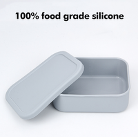Boîte à lunch en silicone pur sans BPA, grande capacité, étanche, compatible micro-ondes, pour enfants, avec couvercle