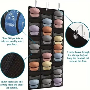 <strong>Hat</strong> <strong>Rack</strong> for <strong>Baseball</strong> Caps 27 Pockets <strong>Hat</strong> Organizer Hanging Door <strong>Baseball</strong> <strong>Hat</strong> Storage Wardrobe Bathroom Foldable Modern <strong>Wall</strong> - Product Image 2