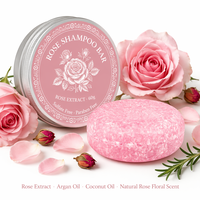 Shampooing solide floral à l'extrait de rose naturel, nourrissant le cuir chevelu, renforce les cheveux, sans sulfate, sans parabène, étiquette OEM, 60g