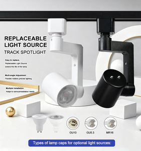 Support de <span class=keywords><strong>rail</strong></span> en fer pour éclairage LED, compatible ampoules <span class=keywords><strong>GU10</strong></span> MR16 GU5.3, orientable 360°, avec interrupteur marche/arrêt, pour magasins et espaces commerciaux - Product Image 6