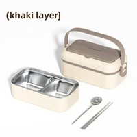 Boîte à bento en acier inoxydable 304 double couche de grande capacité allant au micro-ondes Boîte de papier rectangulaire en carton emballé chauffant en PP pour aliments