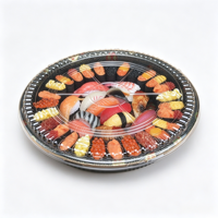 Emballage alimentaire jetable de qualité supérieure pour supermarchés, barquette ronde en PET de qualité alimentaire pour sushis, plateau de fête personnalisable avec logo