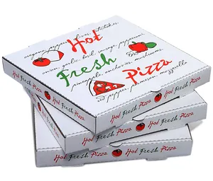 Caja de papel de embalaje de Pizza, cartón corrugado, con logotipo personalizado, precio bajo