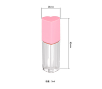 Tube en forme de coeur rose rouge à lèvres PET de 5ml avec bouchon à vis pour brillant à lèvres liquide cosmétiques emballage brillant à lèvres Surface d'impression offset
