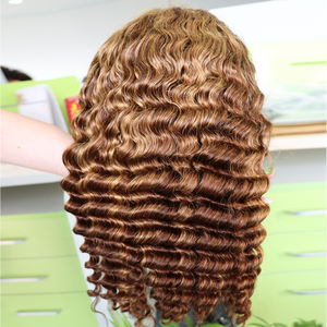 Venta al por mayor 13x6 Glueless HD Full Frontal Raw Virgin Brazilian Hair Wigs Pre-Plucked Piano Color Honey Blonde Highlight Características - Product Image 5