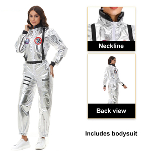 Combinaison de costume d'astronaute pour <span class=keywords><strong>femme</strong></span> adulte en polyester avec patchs brodés et poches pour Halloween - Product Image 2