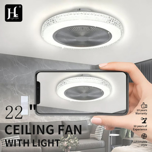 Modern Metal Ceiling Fan Light LED Daylight Illumination <b>Remote</b> <b>Control</b> Aluminum Body Surface Mounted Bedroom CRI 90 IP33 AC/DC - Product Image 5