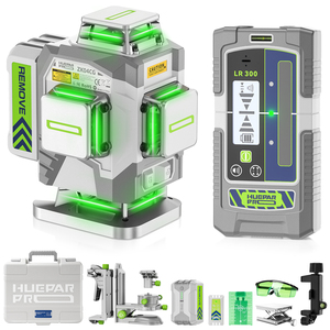 Nivel Láser <span class=keywords><strong>Huepar</strong></span> Pro ZK04CG-LR300 4D de 16 Líneas Verdes, Autonivelante, con Control Remoto y Receptor, Accesorios Incluidos - Product Image 1