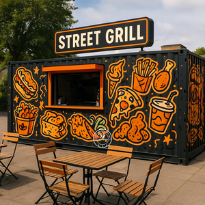 Container Restaurant Shipping <b>Bar</b> 20ft Mobile Kitchen Container Modular Kitchen Cafe Container Fast Food Kiosk Coffee Shop Store - Product Image 2