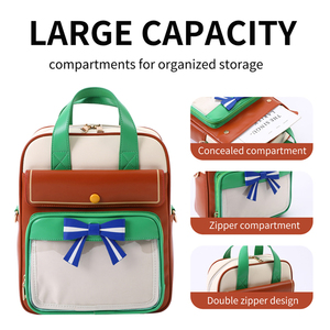 Mochila Ita de escuela privada de dibujos animados con ventana de exhibición de Pin de PVC transparente personalizada con material principal de PU y forro de poliéster - Product Image 2