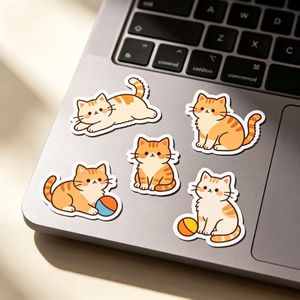 Custom Waterproof Vinyl Stickers Cute Cartoon Cat Stickers for <strong>Laptop</strong> Water Bottle Notebook Decoration Die Cut Sticker - Product Image 2