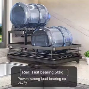 Kitchen Storage Rack Small Household Double Tier Drain Dish <b>Pan</b> Pot Rack Eco-Friendly Multifunction Cleaning Tools Metal - Product Image 3