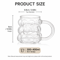 Tasse à café glacé créative en verre borosilicate transparent de 10 à 14 oz, en forme de bulle, avec poignée, pour jus, latte, cocktail