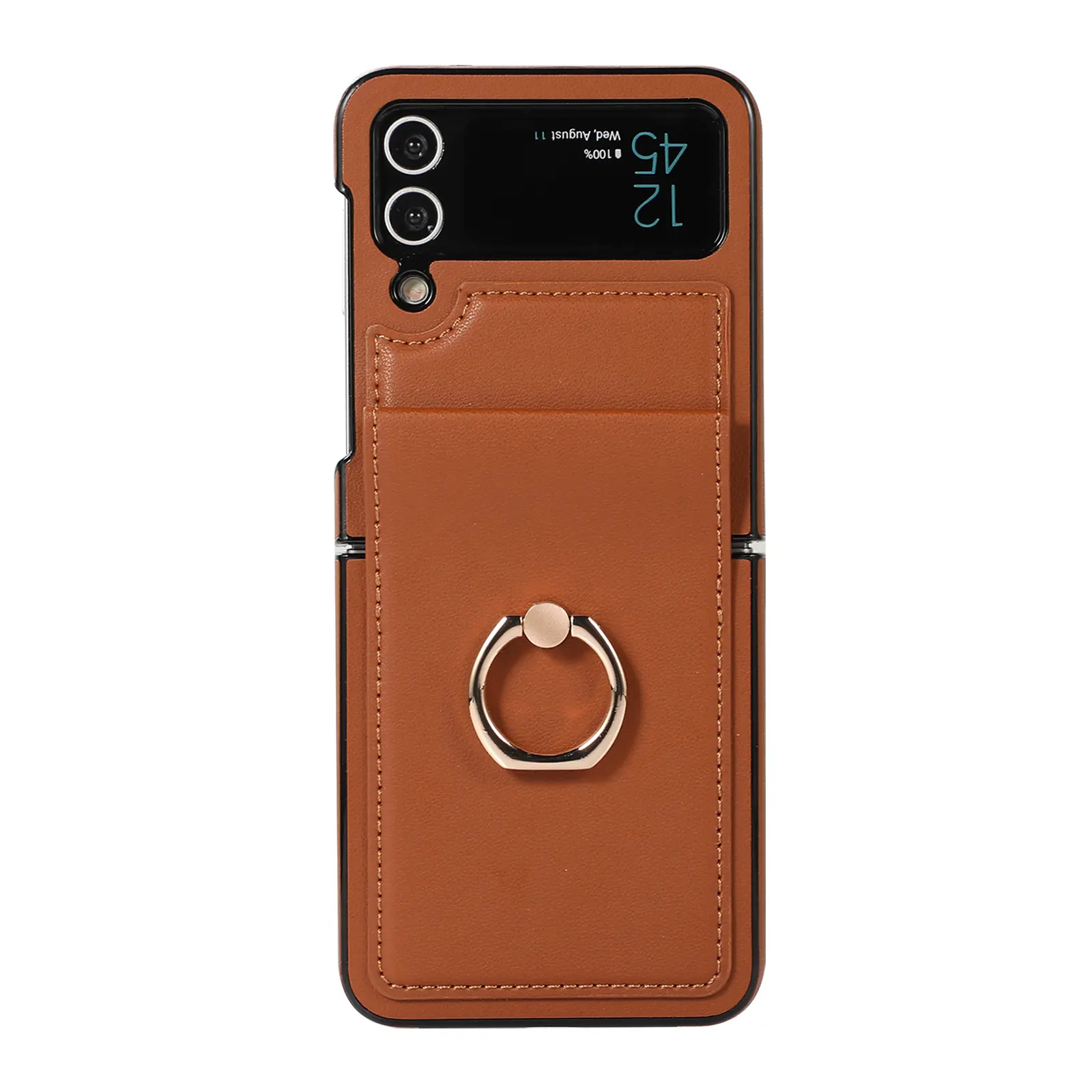 เคสโทรศัพท์หนัง RFID แบบพับได้สร้างสรรค์เหมาะสําหรับ Samsung Z Flip 3 4 5 พร้อมเคสโทรศัพท์แบบวงแหวน