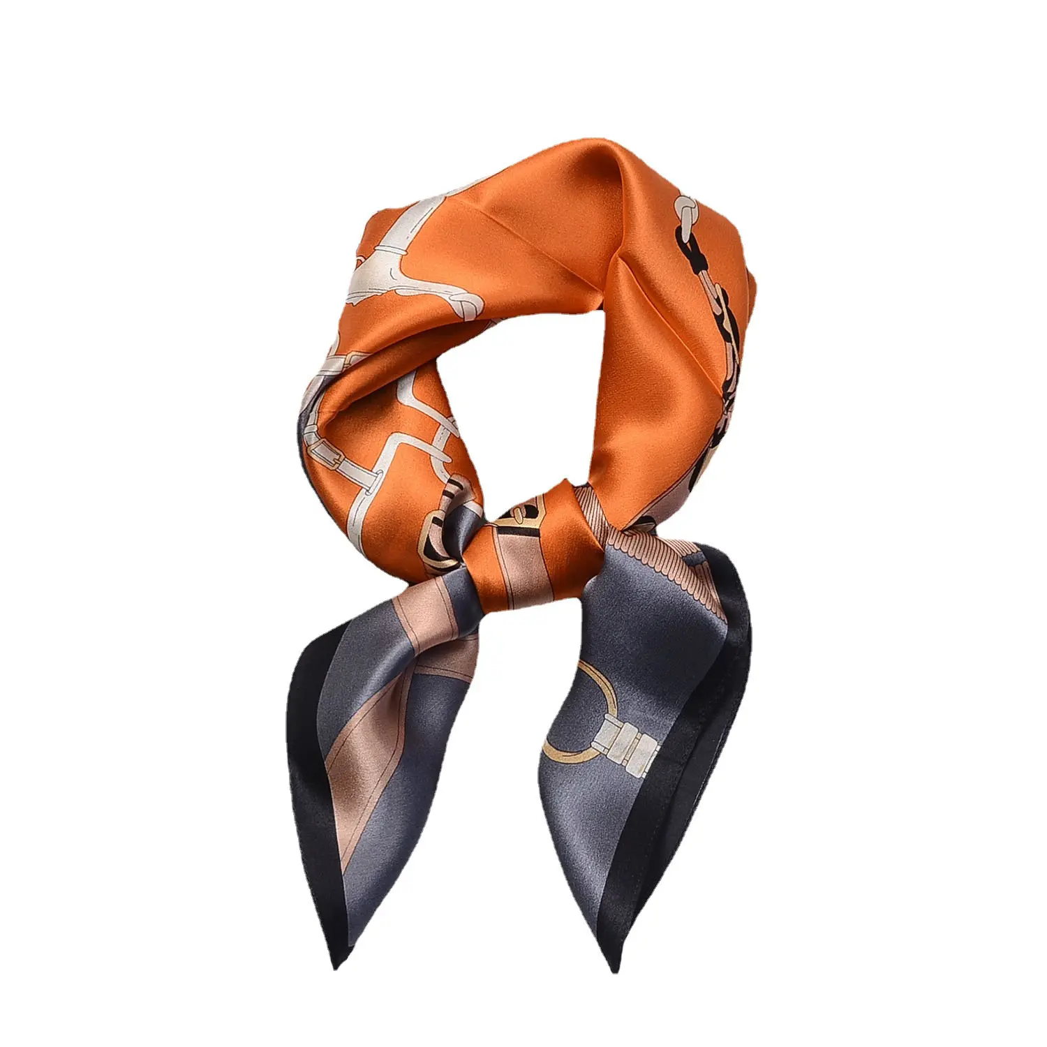 Low MOQ 12mm silk satin brand burnt orange hijab new men silk scarf 70x70cm excellent hand painted natural silk ladies' scarf