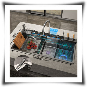 Lavello da <span class=keywords><strong>cucina</strong></span> in acciaio inossidabile spazzolato aggiornato con set di rubinetti a cascata per la <span class=keywords><strong>cucina</strong></span> dell'hotel - Product Image 1