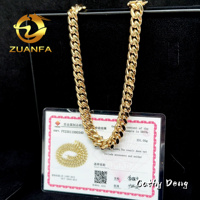 Chaîne cubaine de luxe en or massif 14 carats 12 mm AU585, bijoux hip-hop, collier chaîne cubaine Miami pour hommes