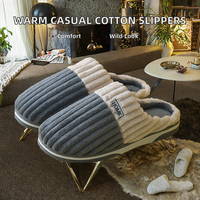 Chaussons d'intérieur en coton pour hommes, grande taille, avec massage lumineux et bout fermé