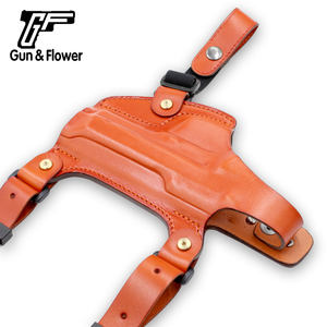 बंदूक और फूल चमड़े के कंधे का होल्स्टर डबल पत्रिका वाहक भूरे रंग के साथ गुप्त सुरक्षित कैरी - Product Image 4
