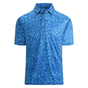 Groothandel Rts Hoge Stretch Knop Polo Snel Droog Hawaiian Polo Allover Print Sublimatie Golf Poloshirts