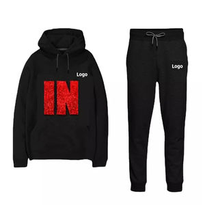 Ensemble sweat à capuche zippé et pantalon de survêtement avec logo personnalisé pour hommes vente en gros survêtement de jogging pour les activités de plein air en hiver - Product Image 1