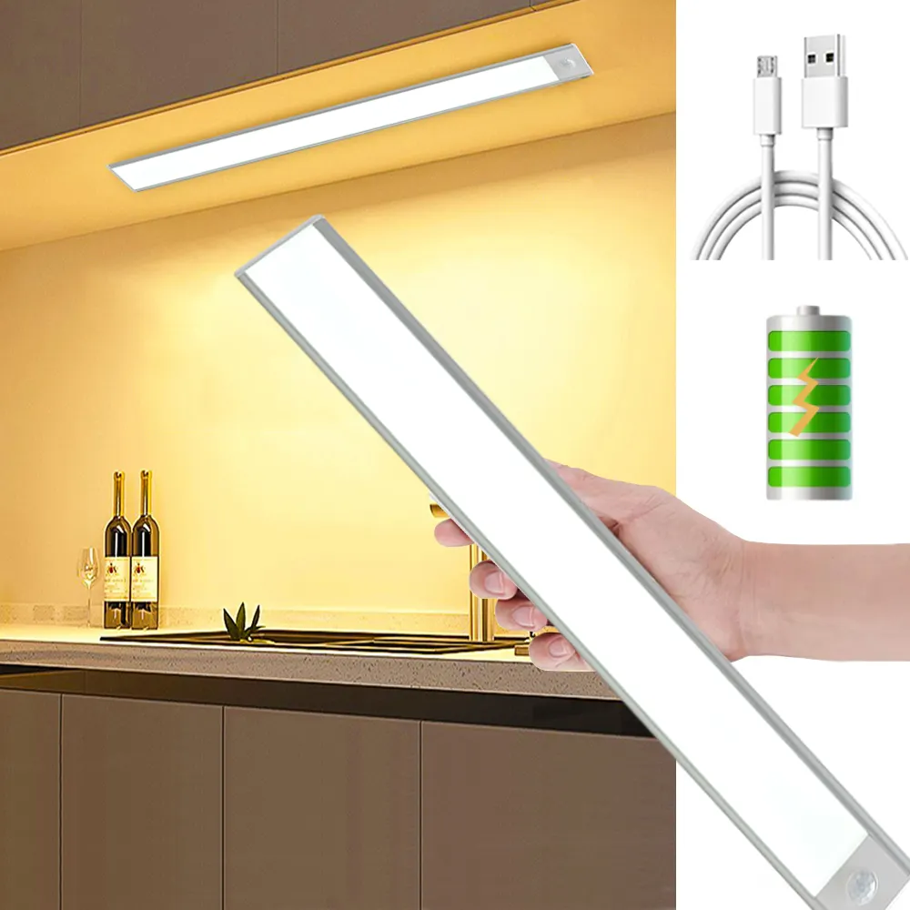 Customized USB Rechargeable Pir Motion Activated Light Under Cabinet Motion Sensor Wireless Led Night Lights For Stair Kitchen